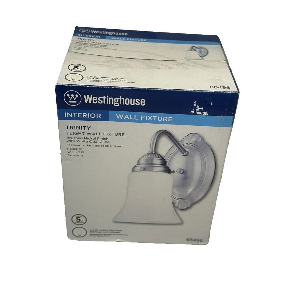 westinghouse indoor light fixture brushed nickel‎ finish white opal glass
